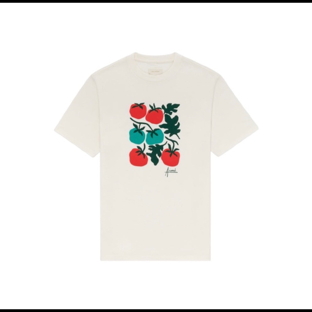 Aime Leon Dore ALD Tomato Graphic Cotton Tee Shirt Coconut Milk White SS22